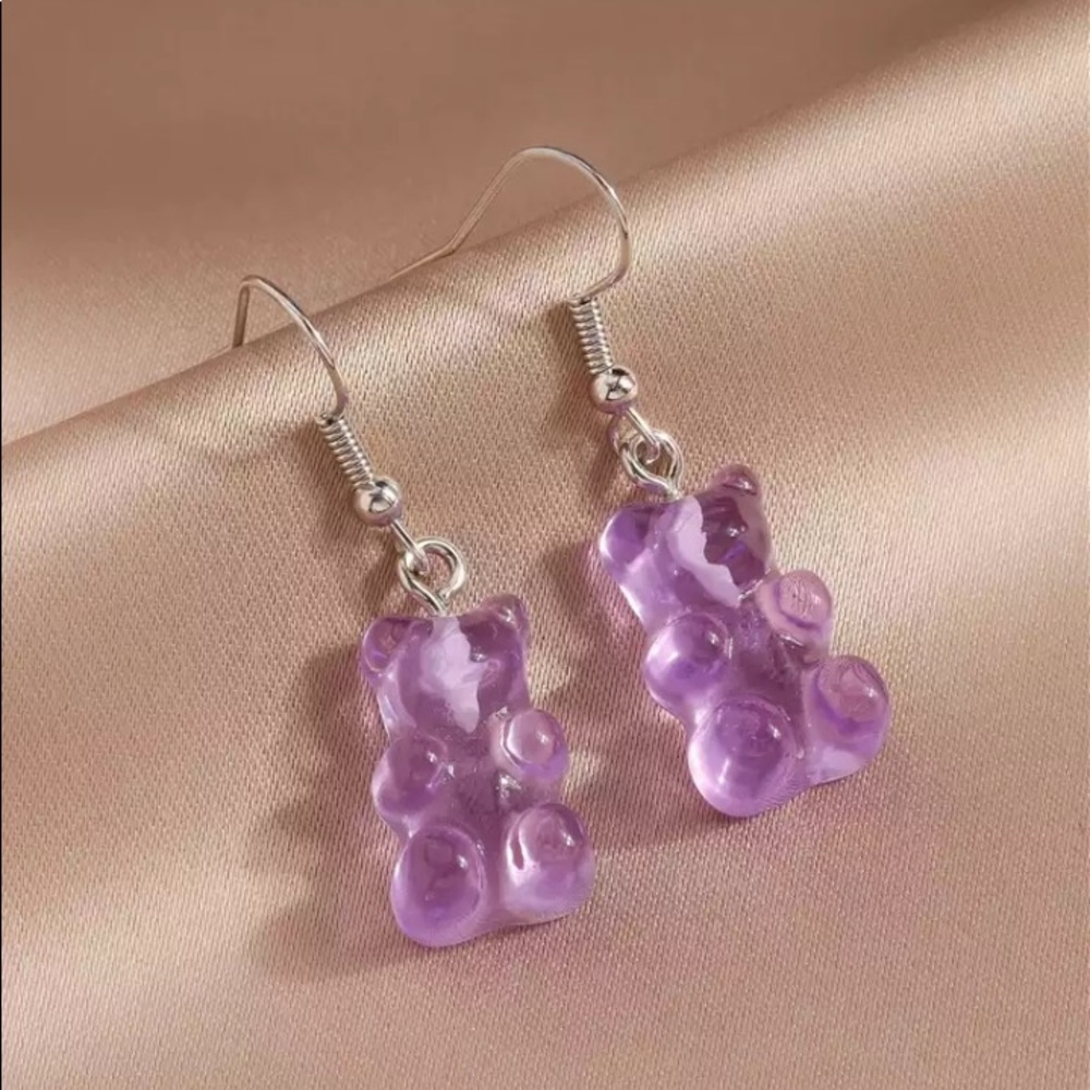 Blue Gummy Bear Candy Cartoon/Kawaii Gift for Kids/Teens Cute Retro Hook Earring - Picture 4 of 14